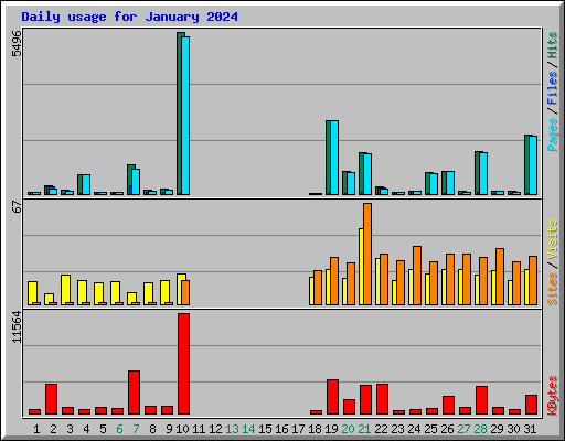 Daily usage for January 2024