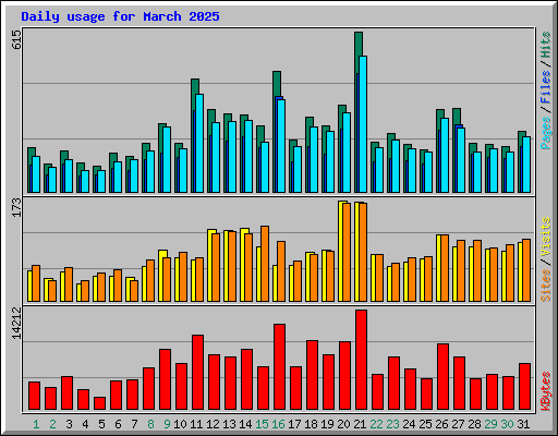 Daily usage for March 2025