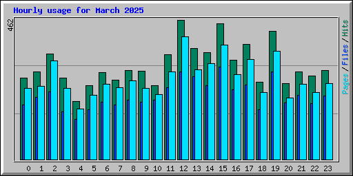 Hourly usage for March 2025