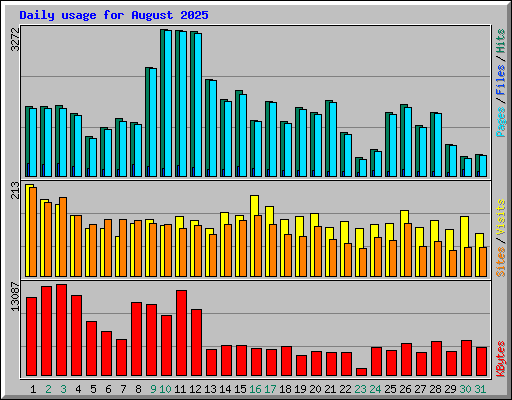 Daily usage for August 2025
