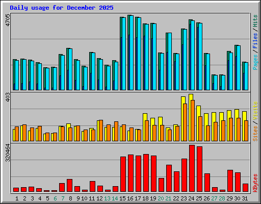 Daily usage for December 2025